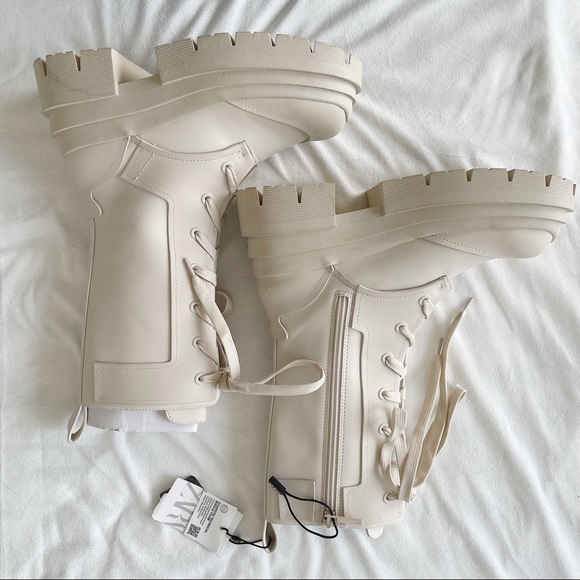 Zara Rubberized Lace-Up Boots Size 35 - Picture 7 of 10